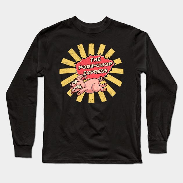 The Pork Chop Express Retro Japanese Long Sleeve T-Shirt by thelazyshibaai